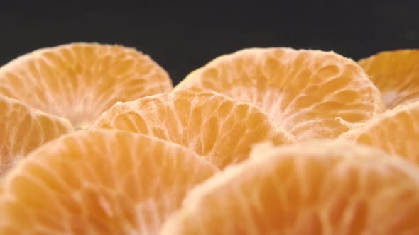 Peeled Ripe Mandarin Slices Close-up