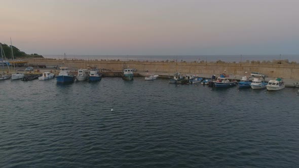 Fisherman Boats at Sunset in Carevo