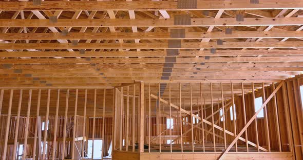 Wooden Detailing of the Interior View Roof Trusses a Timber Frame Home