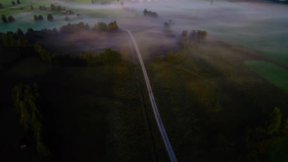 Drone Over Ethereal Misty Landscape Of Zell Am See