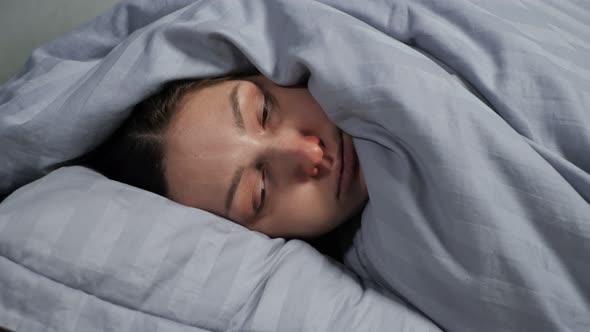 Young Woman Can Not Fall Asleep Because of Severe Cough