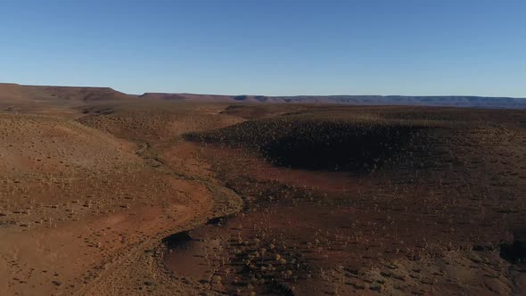 Stunning aerial views over the old Quiver tree forest outside Nieuwoudtville in the Northern Cape of