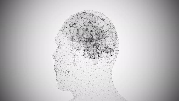 Abstract Human Head with Brains Spinning Animation Background
