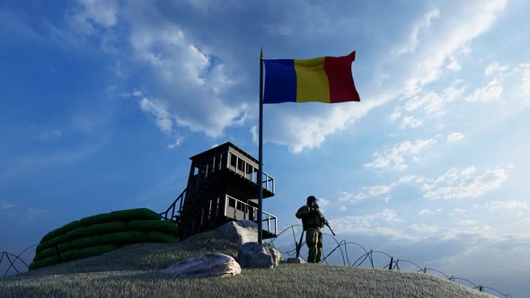 Soldier Protecting Guard by Border at Romanian Border