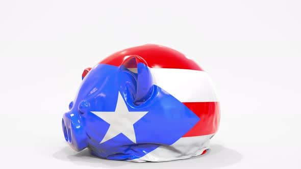 Deflating Inflatable Piggy Bank with Flag of Puerto Rico