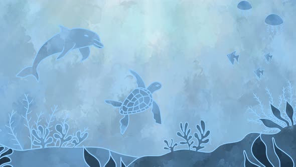 Underwater world in watercolor style