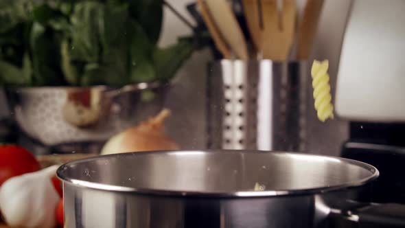 Pasta Cooking Falling Slow Motion