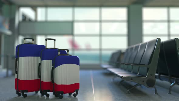 Travel Suitcases with Flag of France