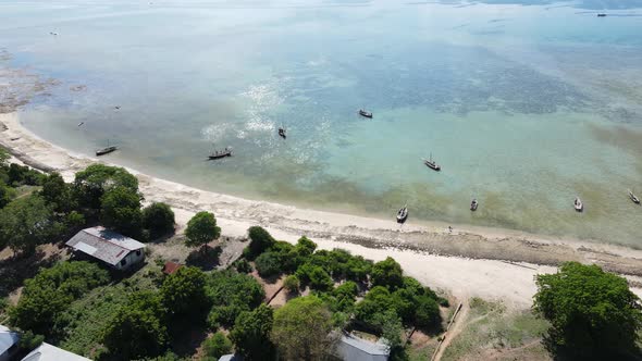 Zanzibar Tanzania  Boats on Ocean Water Near the Shore