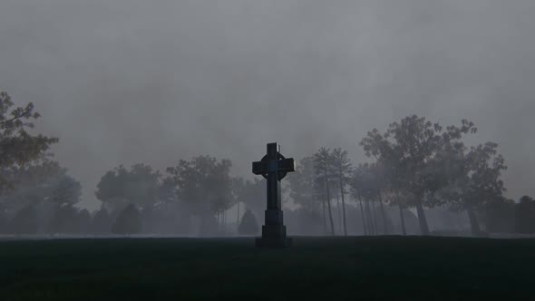 Celtic Cross In Graveyard