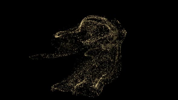 Bright Golden Particle Fluid isolated on black background. alt