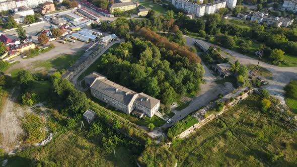 Aerial Shot City Brody Castle, Ukraine