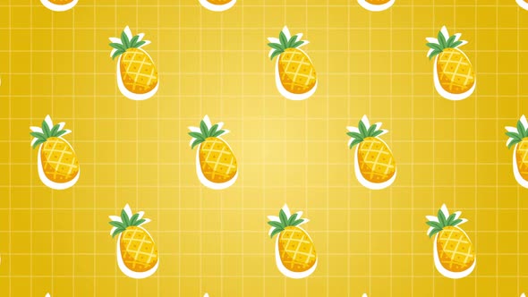 Pineapple Fruits Food Animation Background