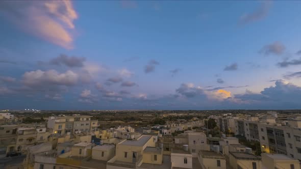 Timelapse of Siggiewi sunset in Malta, cloudsing, day to night