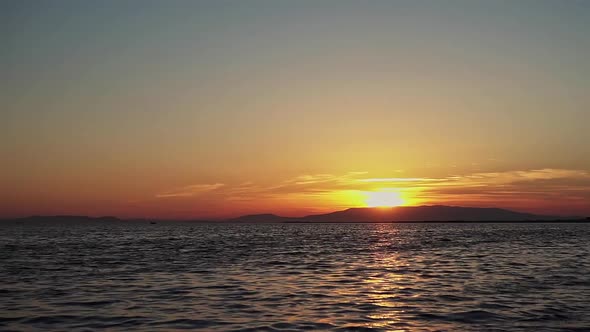 Time Lapse Of Yellow Autumn Sunset Ocean Shore