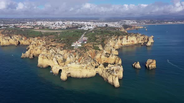 Ponta da Piedade with lighthouse Farol da Ponta da Piedade, Portugal