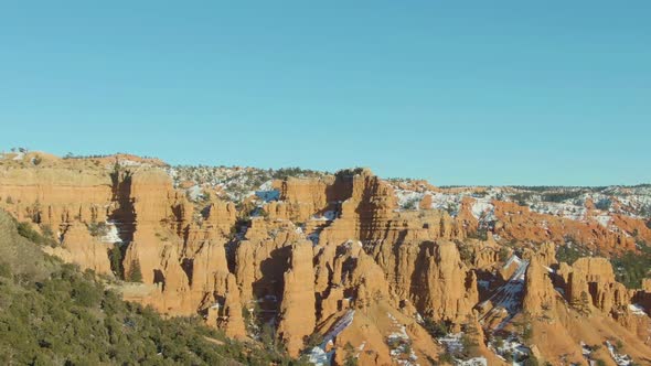 Red Canyon Hoodoos on Winter Day. Dixie National Forest. Utah, USA. Aerial View