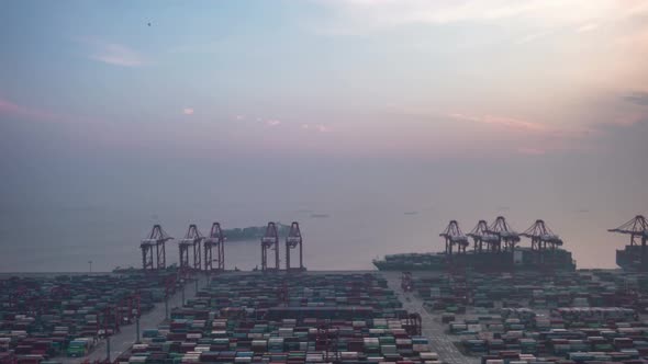 Timelapse of container terminal in Shanghai china
