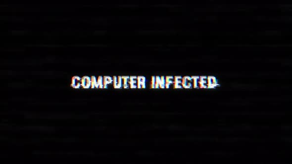 Computer Infected glitch text with noise and vhs background