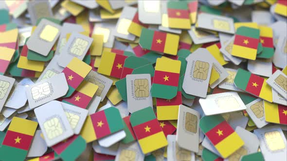 Many SIM Cards with Flag of Cameroon