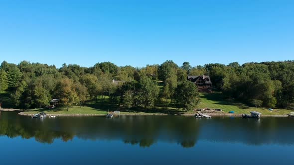 Summer Lake Drone Shot with Trees