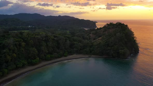 Flying Above a Beach in Costa Rica at Sunset