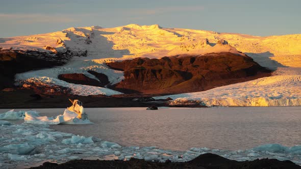 Time lapse of sunlight shining on a glacier in Iceland