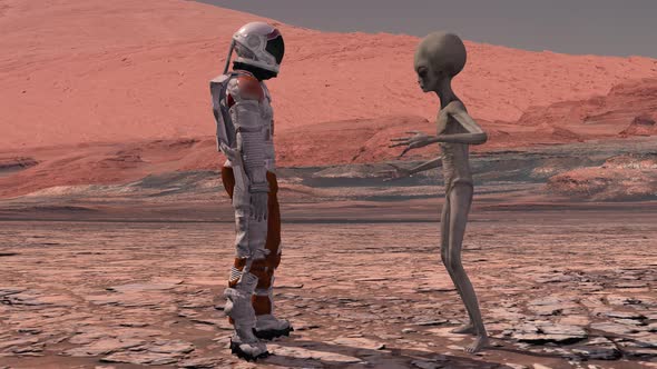 Astronaut Meets a Martian alt