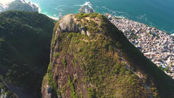 Aerial Drone Shot Slowly Pulling Up to Reveal the Vast Beauty of Rio De Janiero