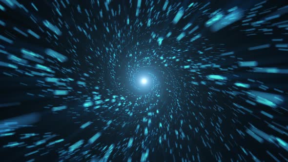 Blue Spiral Galaxy of Stars at Warp Speed