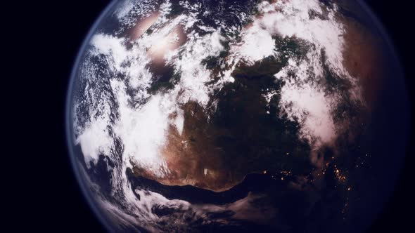 Planet Earth Globe View From Space Showing Realistic Earth Surface and World Map