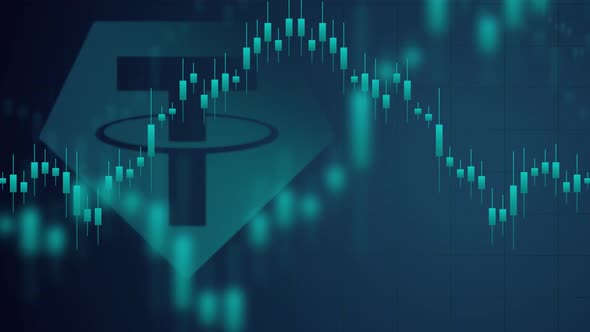 Stock Trading. Financial Graphs Tether USDT Background