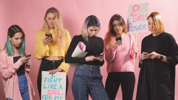 Portrait of Independent Young Girls Advocating Feminism