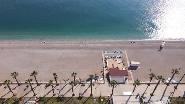 Aerial View of the Beach at the Seaside Resort Town. Turkey