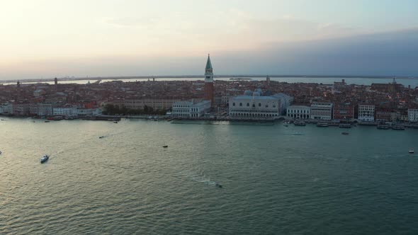 Panorama Photo of San Giorgio Maggiore Island in the Middle of Venetian Lagoon