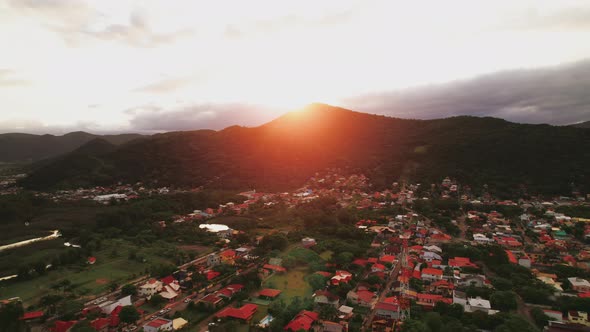 Tropical Town on the Islands at Sunset