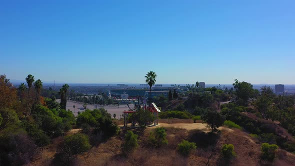 Flying to the Dodgers Stadium from Elysian park in Los Angeles California.