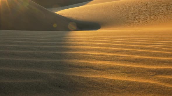 Walking on a Sand Dune During Sunset. Camera Moving Along Big Sand Dune in the Desert. , FHD