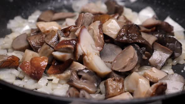 Cooking Mushrooms on Frying Pan