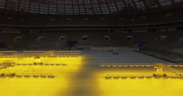 Grass Heating System Inside Luzhniki Stadium in Moscow, Russia