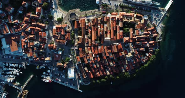 Aerial view of Korcula, Korcula island, Croatia.