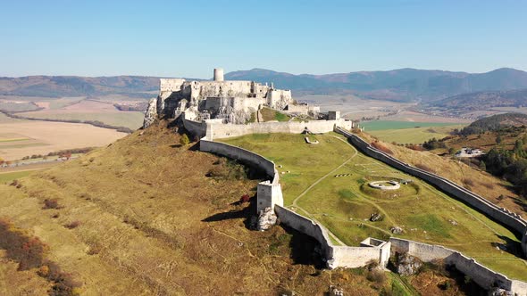 Aerial view of Spissky Castle in Spisske Podhradie, Slovakia