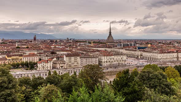 Turin, Italy, Timelapse video of a generic view of the city center