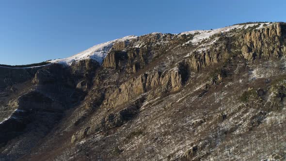 Aerial of snow covered hills