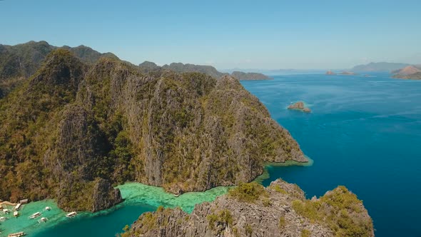 Seascape with a Beautiful Lagoon Philippines, Palawan.