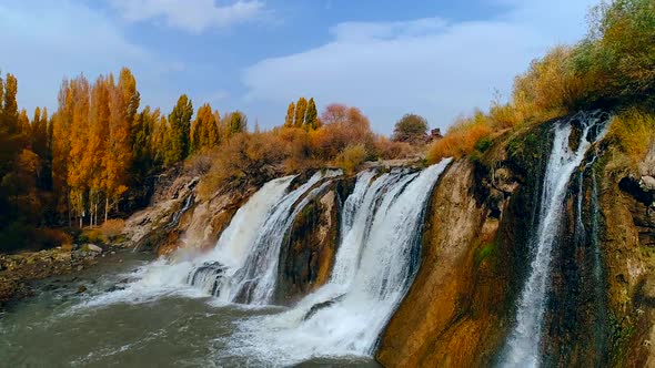 Waterfall Between Cliffs