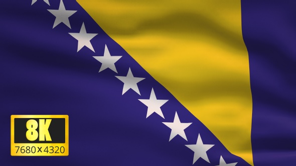 8K Bosnia And Herzegovina Windy Flag Background