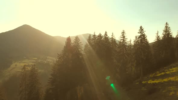 Sunlight Over Mountains in Summer