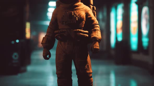 Astronaut at Underground Metro Subway