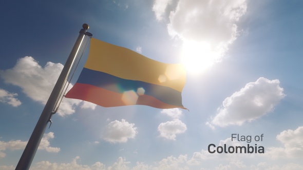 Colombia Flag on a Flagpole V2